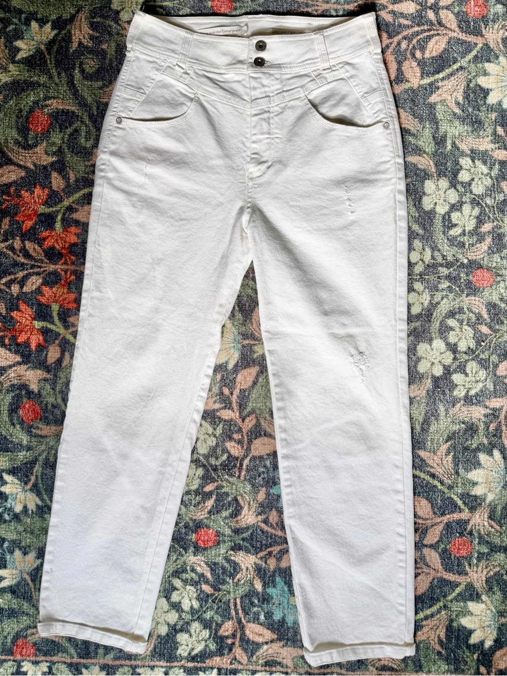 Anthropologie Pilcro White Yoke Waist Western Style Straight Leg Jeans 27